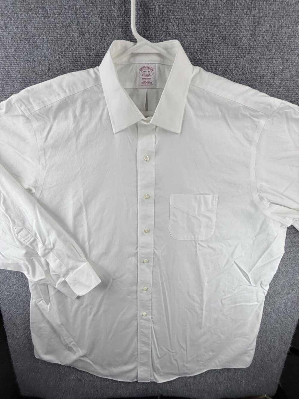 Brooks Brothers All Cotton 17.5 35 Madison Non-Iron White Shirt Long Sleeve Men